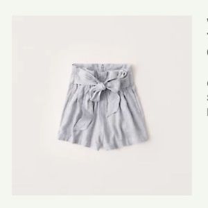 Abercrombie & Fitch Tie-Waist Linen-Blend Shorts
